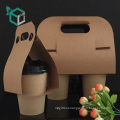 Custom Wholesales food grade fsc certificate brown kraft board logo customize coffee cup carrier